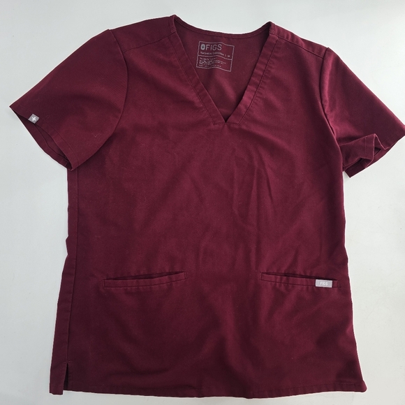 figs Uman Relaxed Jogger Scrub Pants and catarina one pocket top burgandy medium - Picture 2 of 13
